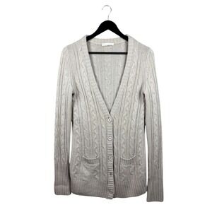 Manrico Cashmere Cable Knit Cardigan Pockets 100%‎ Cashmere Sz S, Made in Italy